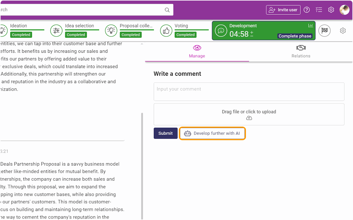 Click on Develop further with AI
