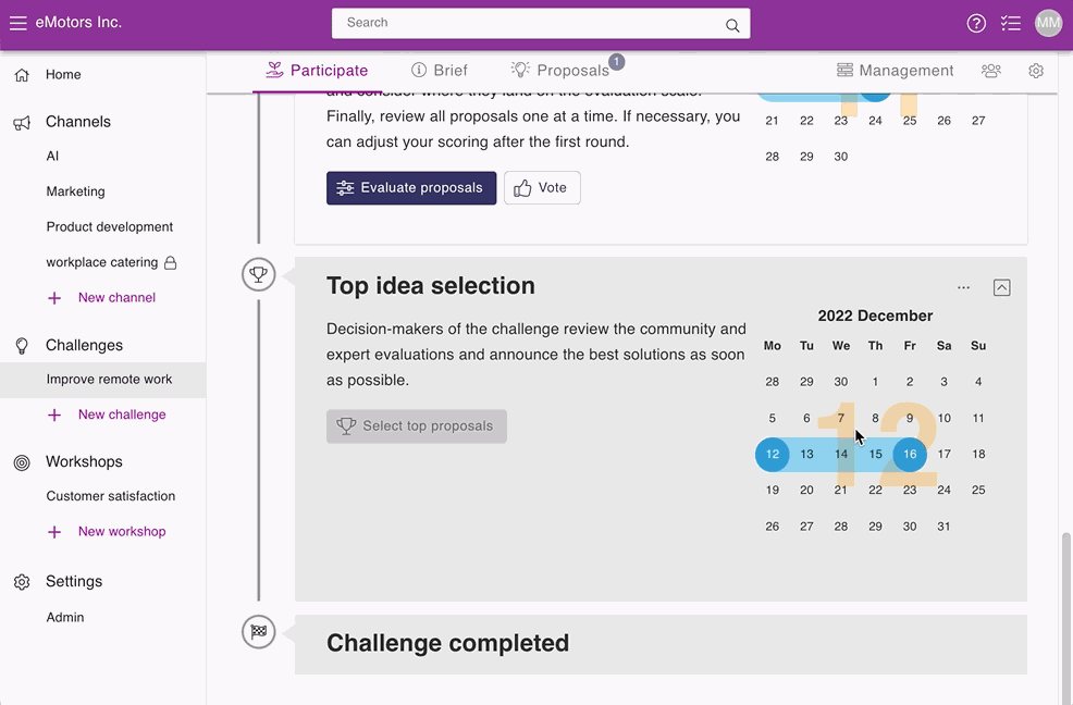 edit dates in challenge