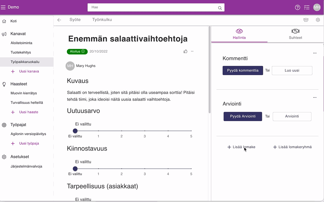 hallinta lomake